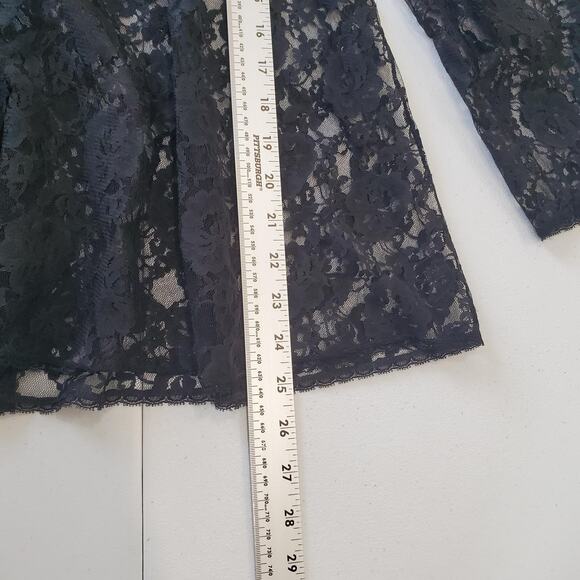 Vintage Whimsigoth Goth Witch Shirt Womens Large Black Lace Bell Sleeve Tie Neck - Picture 8 of 10